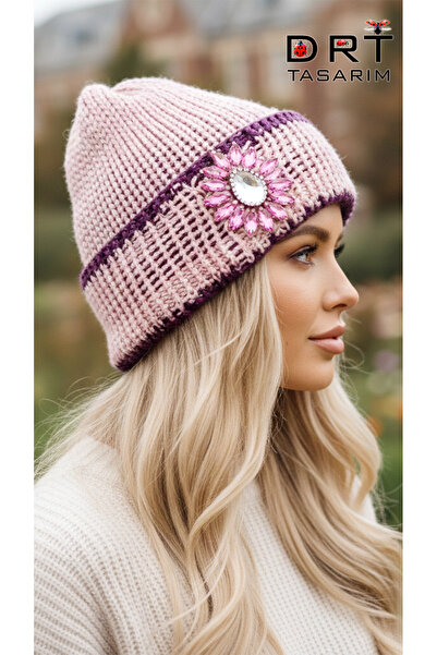 drt tasarım قبعة نسائية مزدوجة الطبقات وثنائية اللون DRT-BEAN-0100