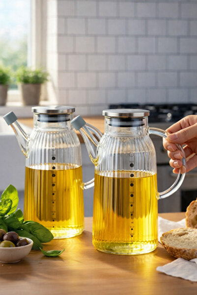 Paşabahçe 2'li Cam Ölçülü Borosilikat Yağlık Sirkelik 1000ml Yağdanlık