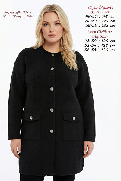 Laden Triko Kadın Büyük Beden Angora Yumoş Kalın Kışlık Siyah Kendinden Astar...