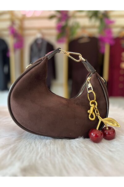 chance butik KİRAZ CHARMLI SÜET KADIN ÇANTA