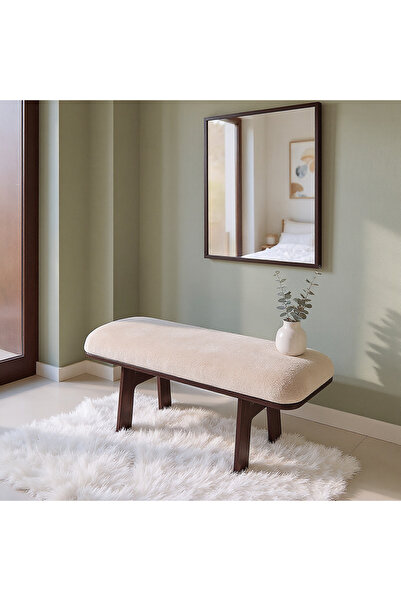 Vera Concept Home Modern Ahşap Ayaklı Krem Renk Kumaşlı Geniş Oturum Alanlı O...