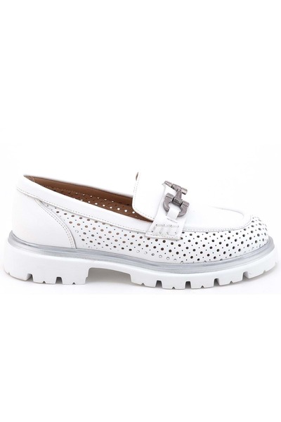 Venüs Cambridi Genuine Leather Orthopedic Oxford Women's Classic Shoes White