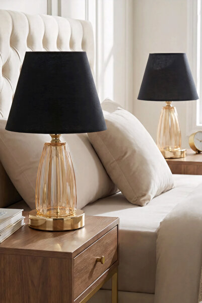 AbajurAksesuar Kuba Gold - Siyah Abajur 2 Adet