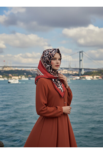 Berussa Leopar Kiremit Krem Eşarp