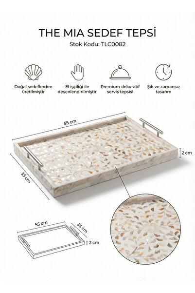 RİVO HOME DECOR The Mia El İşçiliği Doğal Tepsi Lüks Sunum ve Dekoratif Tepsi...