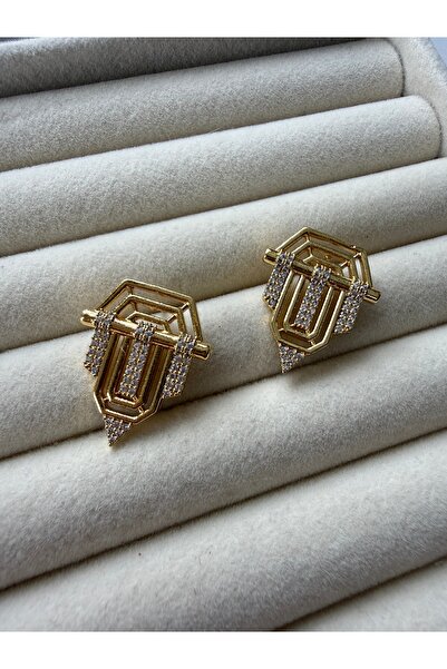 LUSORA ACCESORY Elegant Geometric Steel Earrings Modern with Sparkling Stone ...