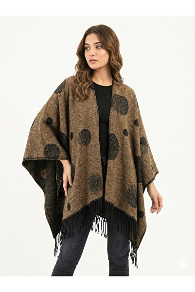 ALDAİR Women's winter double-sided poncho shoulder 140x140