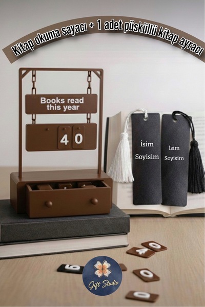Gift Studio Kitap Okuma Sayacı - Kitaplık Aksesuar - Kitap Okuma Motivasyon