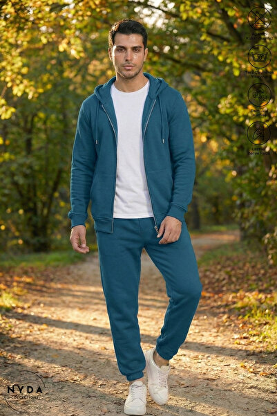 Nyda Collections Men's Fleece-Lined Oversized Cotton Hooded Jacket and Elasti...