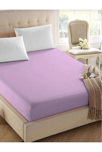 Sefa ملاءة سرير قطنية ممشطة باللون الأرجواني مقاس مزدوج 160×200+25 سم