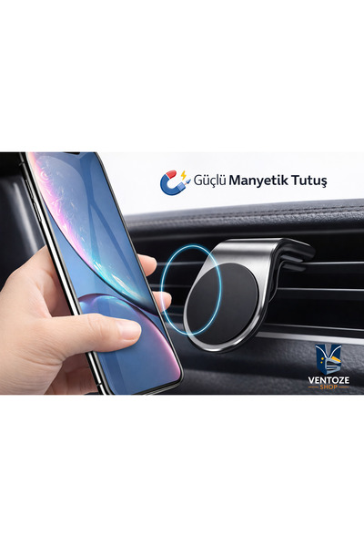 Ventoze Klimalı Araba Telefon Tutucu | Mandallı & Mıknatıslı Araç Telefon Aparatı