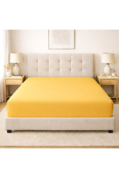 LilaMOON Yellow Color Cotton Combed Cotton Fabric Single/Double Fitted Fitted...