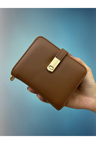 shiny ever Small Size Women's Wallet Brown Gold Detailed