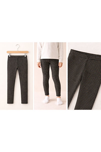 MAYORAL Kız Çocuk Siyah Krem Kaz Ayağı Desenli Pamuklu Tayt – Esnek Bel, Günl...