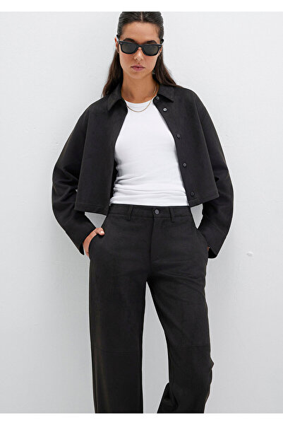 Mavi Черна риза от изкуствена кожа, редовна кройка / нормална кройка 1211278-900