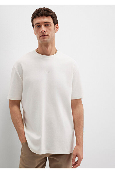 Mavi Logo Printed Ecru T-Shirt Loose Fit / Relaxed Fit 0613250-70057