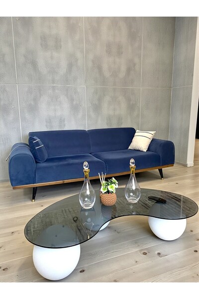 NESTVİBE Modern Beton Dokulu 3 Top Orta Sehpa - Salon Sehpası