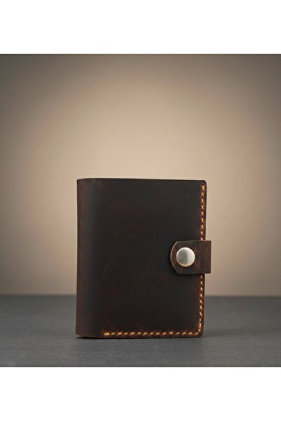 KUVARK Galeon Çok Bölmeli Şeffaf Gözlü Deri Erkek Cüzdan - Kartvizitlik | Kahve
