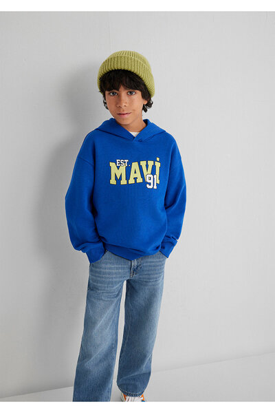 Mavi Baskılı Sweatshirt 6S10139-70576