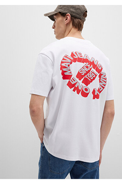 Mavi Jeans Printed White T-Shirt Loose Fit / Loose Relaxed Fit 0612898-620