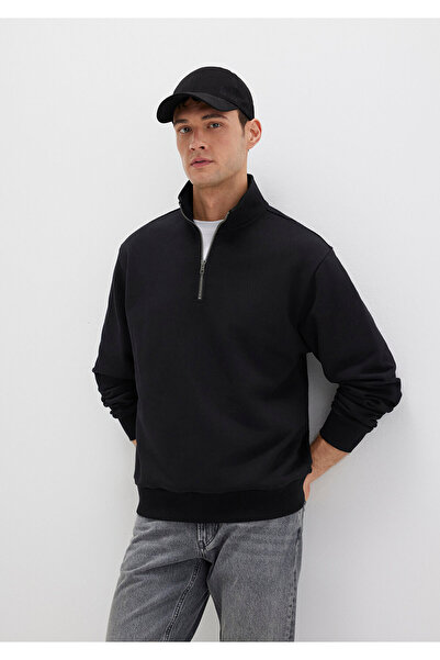 Mavi Yarı Fermuarlı Siyah Basic Sweatshirt 0S10419-900