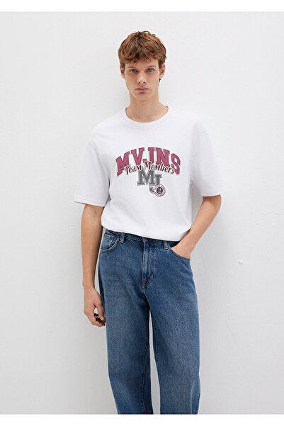 Mavi Mvjns Printed White T-Shirt Loose Fit / Relaxed Fit 0612858-620