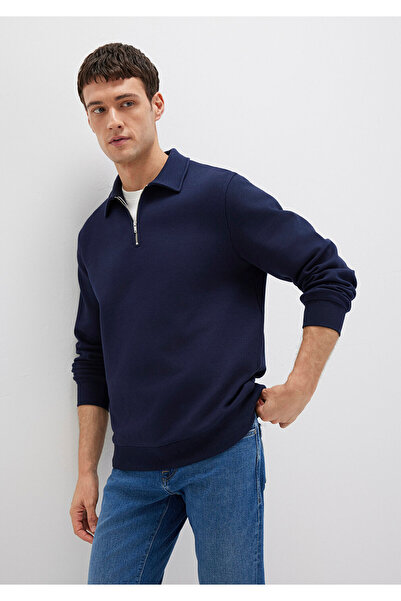 Mavi Polo Yaka Yarı Fermuarlı Lacivert Sweatshirt 0S10414-86415
