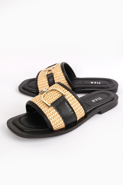 Liza Shoes Γυναικείες ψάθινες παντόφλες Silvia - Πόρπη, Μοντέλο A003-342-K0516