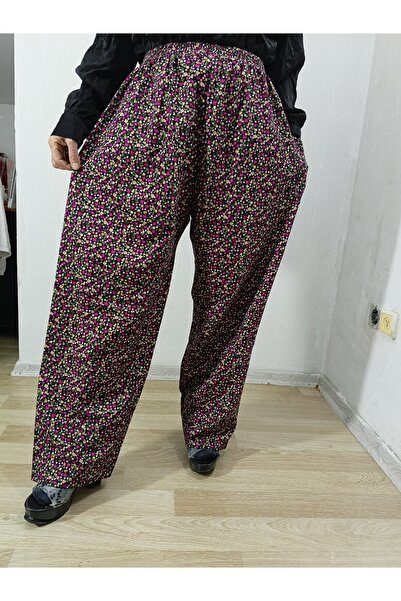 hoaryage Παντελόνι από ύφασμα χειμερινής φανέλας με ζωηρά λουλούδια, παντελόν...