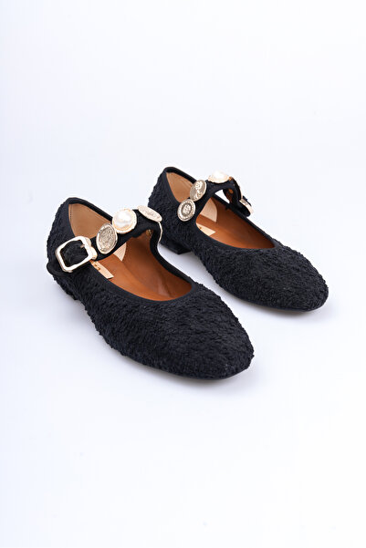 Liza Shoes Balerini de pluș cu cataramă cu o singură curea pentru femei A016-...