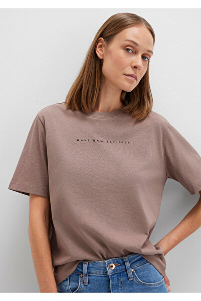 Mavi Bedrucktes braunes T-Shirt mit normaler Passform 1613147 -70383