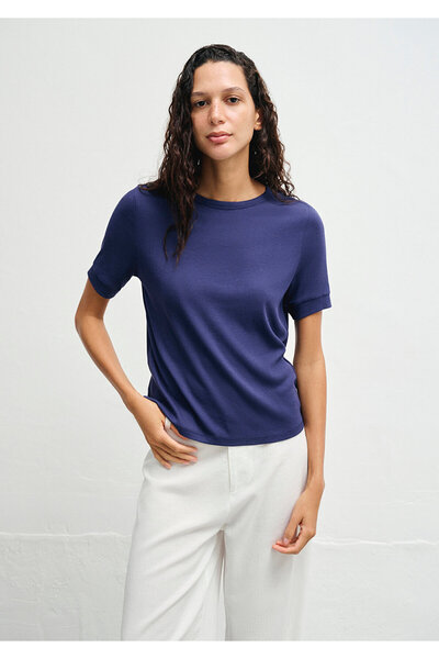 Mavi Marineblaues T-Shirt, halb schmal geschnitten, 1613431-70495