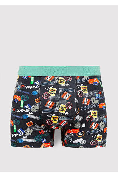 Mavi Baskılı Siyah Boxer 0911850-900
