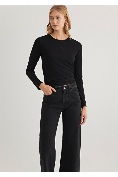 Mavi Long Sleeve Black T-Shirt Fitted / Body Fitted Cutout 1612908 -900