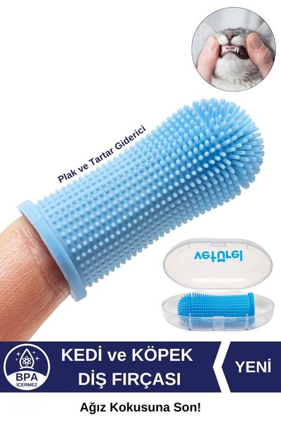 Veturel Kedi Diş Fırçası 360 Yumuşak Parmak Fırça Silikon Fırça Kedi Ağız Kok...
