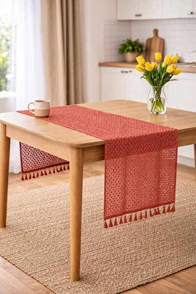 Buldan CSN Tekstil Δαντελένιο διχτυωτό ράνερ σε κρεμίτες αποχρώσεις από τούλι