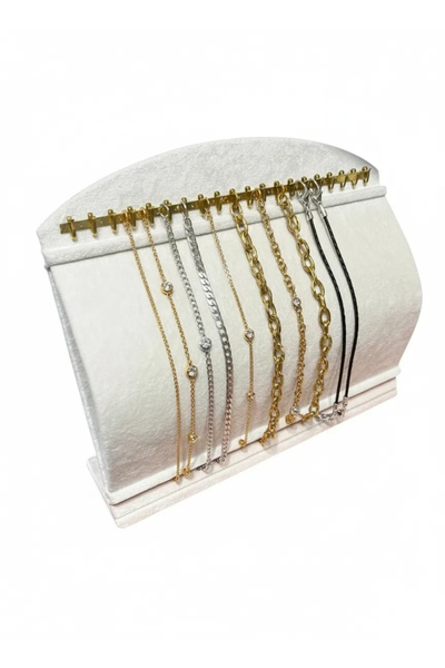 MeGass Dekor Curved Suede Fabric Cream Color 20/24 cm Footed Hooked Bracelet ...