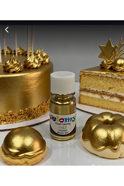 velomy Yenilebilir Metalik Altın Toz Boya Yaldızlı Gold Boya Altın Gıda Boyası 4 Gr