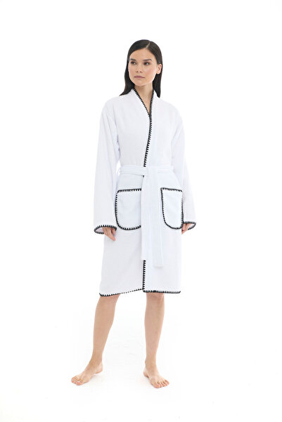 Seritaine Halat de baie Athena Kimono pentru femei - alb bumbac 100%