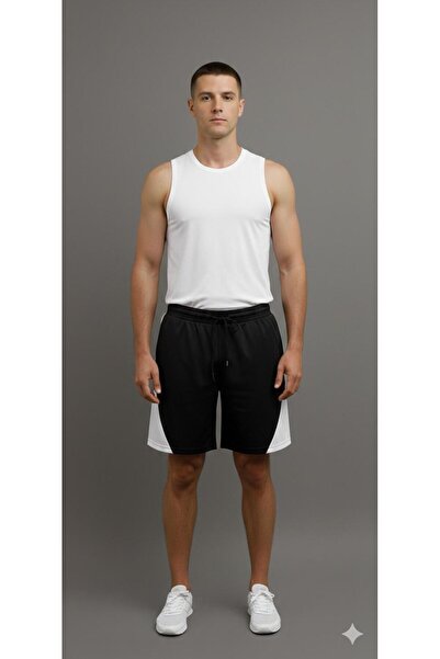 Baycombine35 File Basketbol Antrenman Bermuda Sporcu Şortu Siyah Ücgen Detay ...