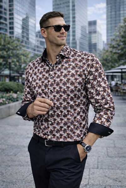 Louis Fabel Monstera Leaf Detailed Long Sleeve Children's Shirt