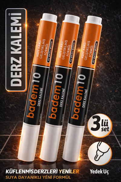 Badem10 3 Adet Beyaz Fayans Arası Hazır Derz Dolgusu Boyama Boyası Kalemi (Ye...