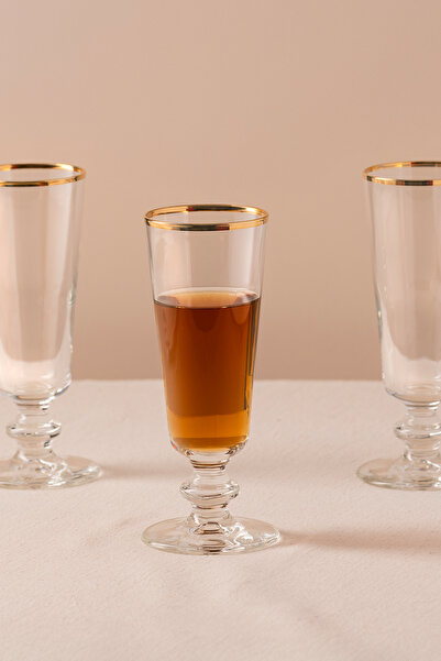 Rakle Gold Gilded 4-Wheel Coffee Glass Set 180 Cc