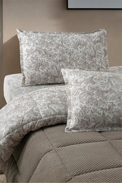 Bayev Comforter Beige Single Sleeping Set Reversible - Quilt+Fitted Sheet+Pil...