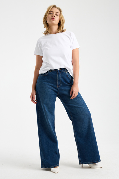 JUD Paris 249 Normal Waist Dark Blue croi larg pe picior Jeans pentru femei