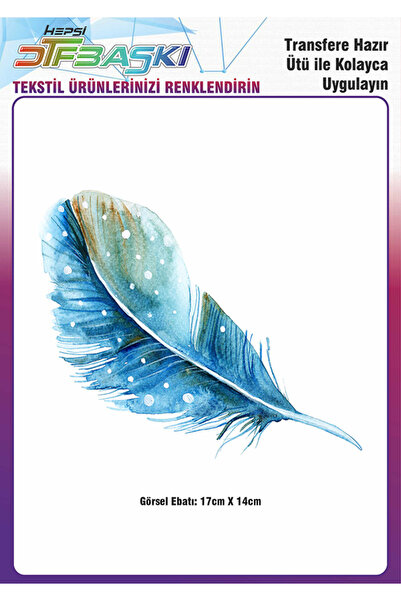 F17 Ajans Mavi Kuş Tüyü Ütü ile Yapışan Tekstil DTF Baskı