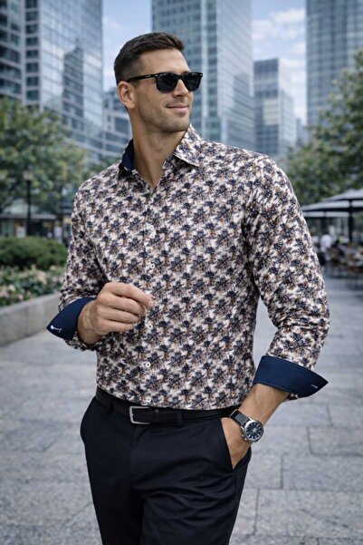 Louis Fabel Monstera Leaf Detailed Long Sleeve Children's Shirt