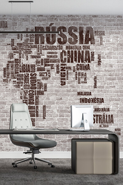 Wallpaper Brick Wall And Map Pattern Erasable Textile Wallpaper