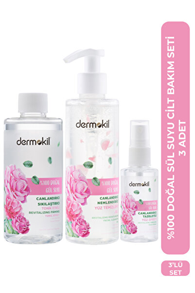 Dermokil %100 Doğal Gül Suyu Cilt Bakım Seti