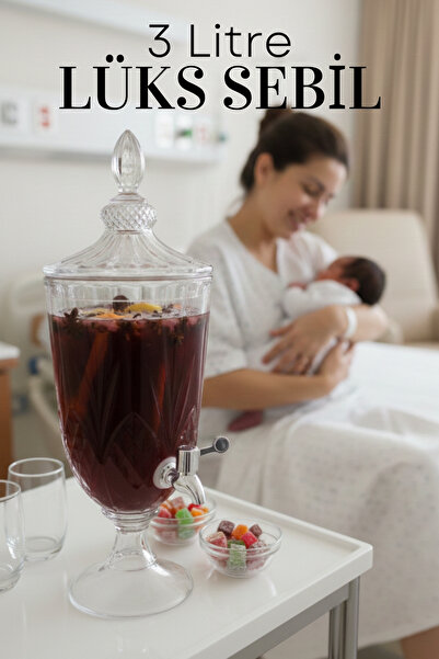 Roza's Home Daisy Musluklu Cam Sebil 3 Litre Parti Sebili Lüks Lohusa Şerbet ...